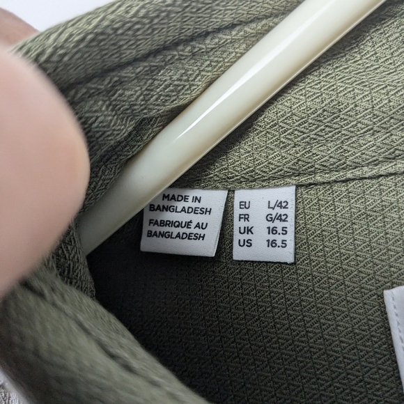 NWT Selected Homme Men Button Down Shirt Size 16.5 Green Color - Picture 7 of 11